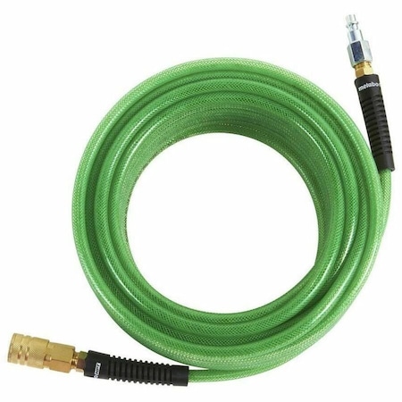 Metabo Hpt Air Hose with Industrial Fittings, 1/4 in OD, 50 ft L, Crimped x Compression, 300 psi Pressure, Green 115155M