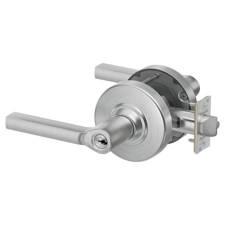 Schlage Grade 1 Entrance/Office Cylindrical Lock, Conventional Cylinder, Latitude Lever w/Rose, Satin Chrome PC50P LAT 626