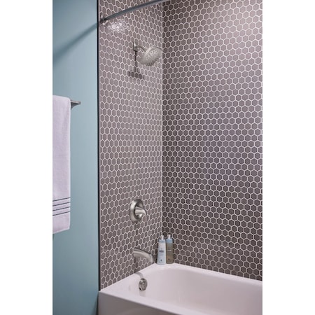 Moen Lindor Posi-Temp 1-Handle Lever Tub & Shower Faucet Spot Resist Brushed Nickel 82504SRN