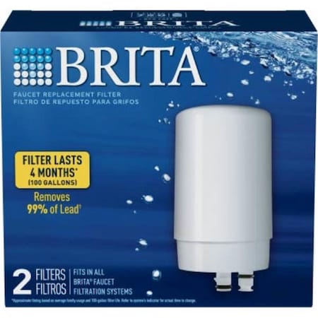 Clorox & Brita White Faucet Mount Replacement Water Filter, 2 Count CL572749