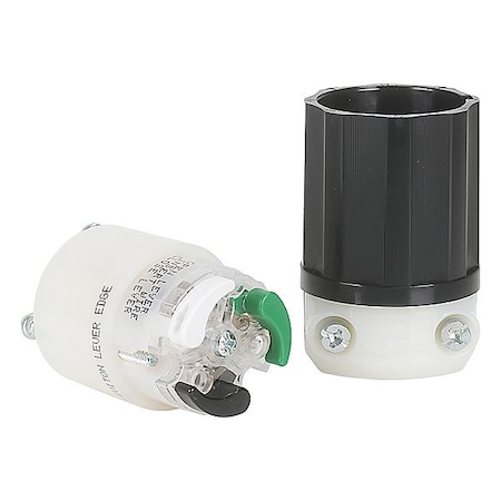 Leviton StraightBladeConnector, 20A, Black;White 5369E