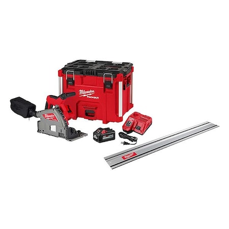 Milwaukee Tool Track Saw Kit, 6.5 in Dia, 6300 RPM 2831-21, 48-08-0571