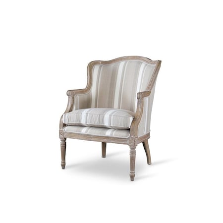 Baxton Studio ASS293Mi CG4 Charlemagne Traditional French Accent Chair-Oak Brown Stripe - 36.25 x 26.8 x 26 in. 847321027237