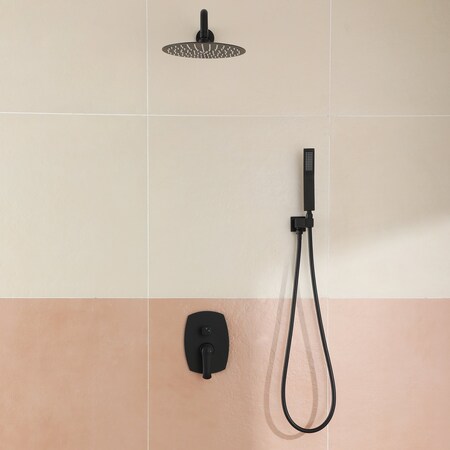 Casainc 2.5 GPM 10 in. Round Wall Mount Dual Shower Heads with Pressure Balance Valve in Matte Black CS-A3583-MB