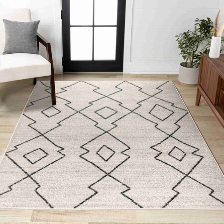 Jonathan Y Alia Moroccan Beni Souk Cream/Black 4 ft. x 6 ft. Area Rug MOH202A-4