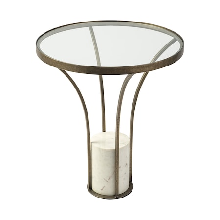 Homeroots 24" Black And White Glass Round End Table 380677