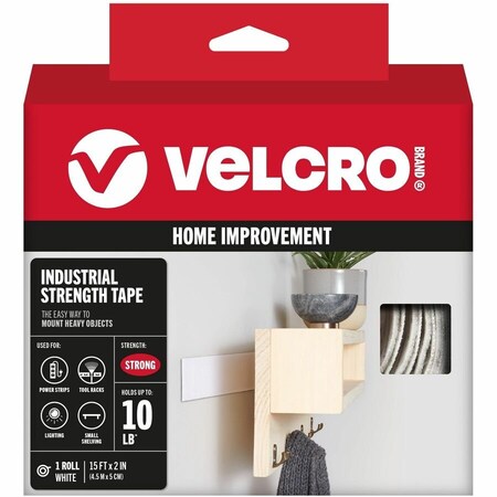 Velcro Brand Velcro, INDUSTRIAL-STRENGTH HEAVY-DUTY FASTENERS WITH DISPENSER BOX, 2in X 15 FT, WHITE 90198