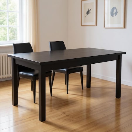 Homeroots 60" Black Solid Wood Dining Table 548915