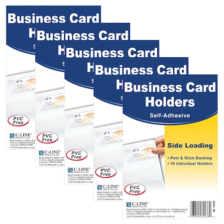 C-Line Products Self-Adhesive Business Card Holder, Side Load, 2in x 3-1/2in, 50PK 70238