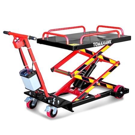 Tomahawk Power Electric Hydraulic Lift Table - 600 lb Portable Powered Scissor Lift Cart for Warehouses, Shops TLIFT600