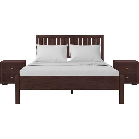 Homeroots Three Piece Espresso Solid Wood Bedroom Set 523679