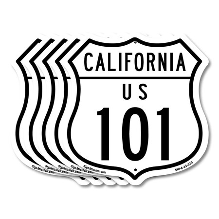 Signmission California Route Marker Shield Sign Us 1, 12 inch X 12 inch, Aluminum Metal Sign, 5PK SHI-A-5Pack-12-370