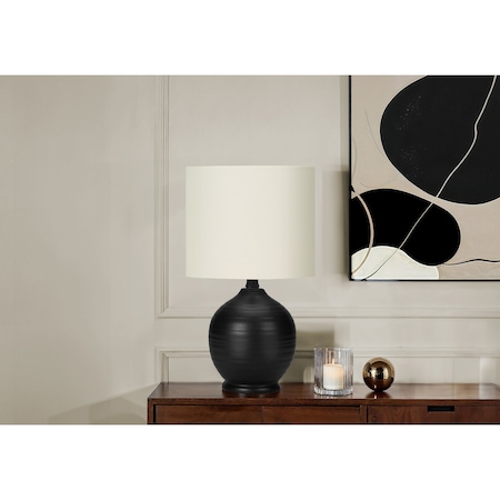 Monarch Specialties Lighting, 17 in.H, Table Lamp, Black Ceramic, Ivory / Cream Shade, Transitional I 9739
