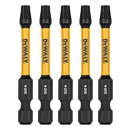 Dewalt FlexTorq Power BitL:2.25", PKG5, BitSize:T25 DWAF2TX25IR5