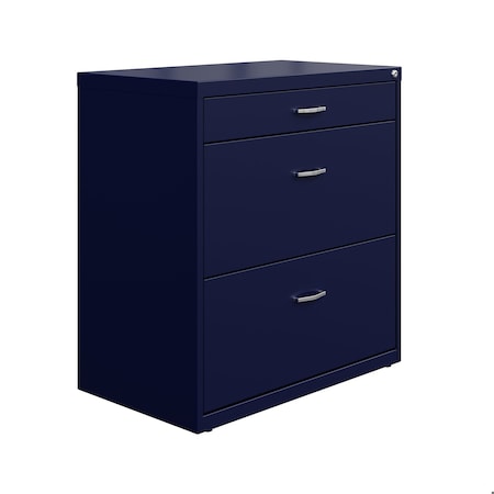 Space Solutions 30 in.W 3 Drawer Lateral File Cabinet for Home/Office, Fits Letter/Legal Sizes, Navy 25073