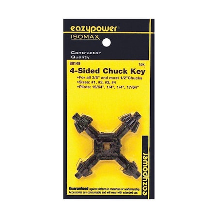 Eazypower 4Sided Chuck Key, Assorted 2612422