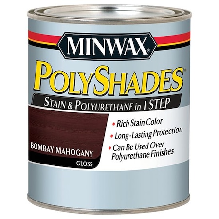 Minwax 1/2 Pt Minwax 21480 Bombay Mahogany PolyShades Wood Stain And Polyurethane Gloss 21470
