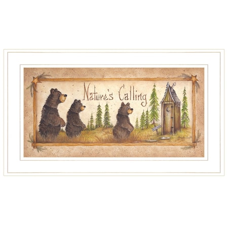 Homeroots Natures Calling 2 White Framed Print Bathroom Wall Art 405268