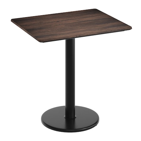 Flash Furniture Acadia 30 in x 24 in Tabletop with TopGuard HPL Technology in Dark Brown with 18 in Round ST-REC2430-WBR-TR18-GG