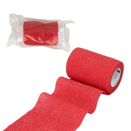 Dynarex Sensi Wrap, Self-Adherent - Latex Free, 4"x5 Yards, Red, 18PK 3321