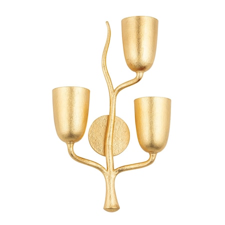 Hudson Valley Lighting Vine 3 Light Wall Sconce 14 In. Gold Leaf, right 5003-R-GL