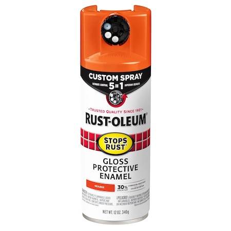 Rust-Oleum Rust Preventative Spray Paint, Orange, Gloss, Solvent, 12 Oz 376894