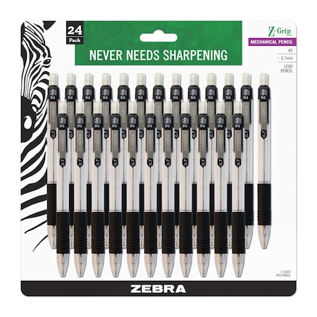 Zebra Pen Z-Grip Mechanical Pencil 0.7mm Black 24pk 15241
