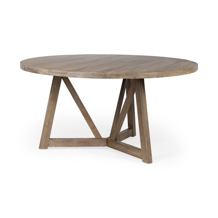 Homeroots 60" Brown Rounded Solid Wood Pedestal Base Dining Table 380461