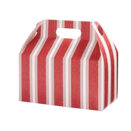 Nashville Wraps Ticking Stripe Red Gable Box, 9.5x5x5, 6PK TSRGB