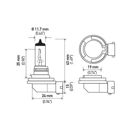 Hella BULB H11 12V 55W PGJ19-2 T4 +50, 2PK H11P50