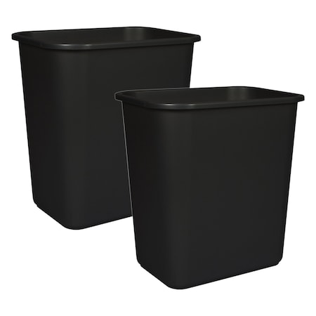 Storex 7 Gallon Waste Basket, Black, 2PK 00710U06C