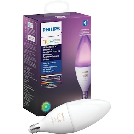 Signify Hue White & Color Ambiance 40W Equivalent B39 Candelabra LED Decorative Light Bulb 556968