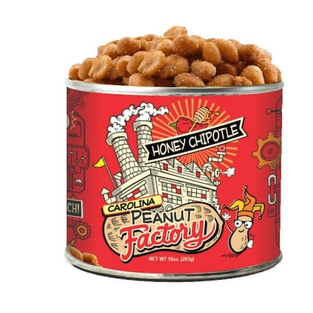 1 In 6 Snacks Carolina Peanut Factory Honey Chipotle Peanuts 10 oz Can 10960