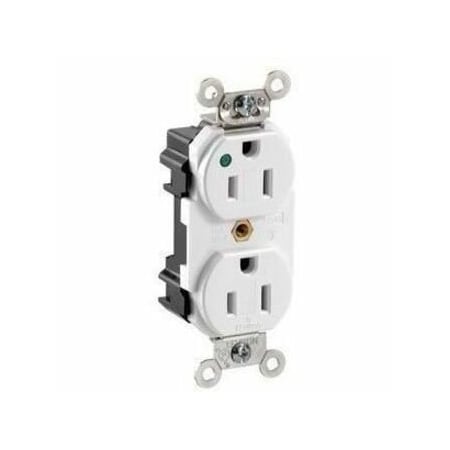 Leviton Straight Blade Receptacle, 5-15R, 15 A, 125V AC, Surface Mount, Self-Grounded M8200-PLW