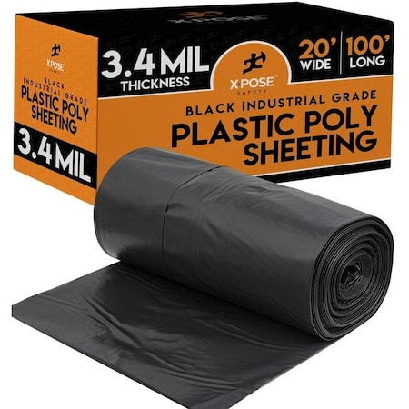 Xpose Safety Tarp, 20 ft x 100 ft, 3.4 mil, Black, Polyethylene B-420IS-X