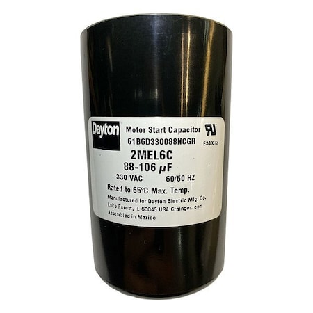Dayton Motor Start Capacitor, Round 2MEL6