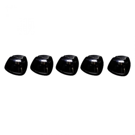 Recon Truck Accessories 94-98 RAM CAB ROOF LIGHT SMOKE LENS BLACK BASE AMBER LED BULBS W/WIRING (5PC) 264141BK