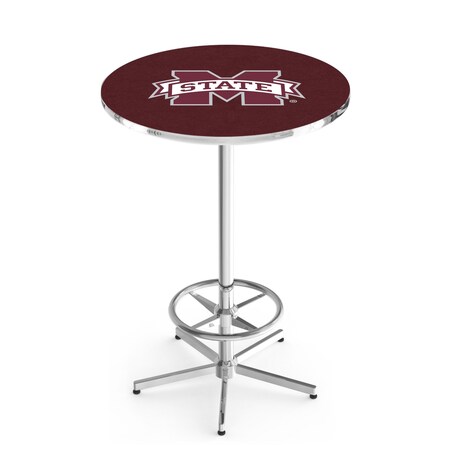 Holland Bar Stool Co 42" Chrome Mississippi State Pub Table, 36" dia. Top L216C4236MssStU