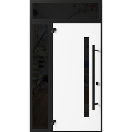 Vdomdoors Front Exterior Prehung Steel Door Ronex0162 Red Oak Sidelight and Transom Window Sidelite Entry RONEX0162EXD-RED-W36+14 X H80+16-RH-I