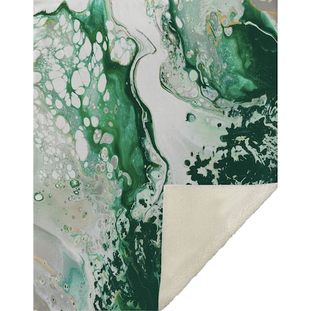Homeroots 50" X 70" Green And Ivory Abstract Microfiber Plush Throw Blanket 712310