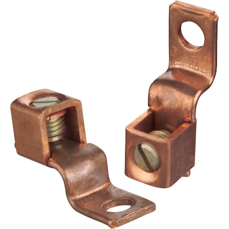 Southwire No.8 STR to No.2 STR Single 1/4'' Hole Mount Copper Alloy Offset Tongue Lug, 2PK 65180340