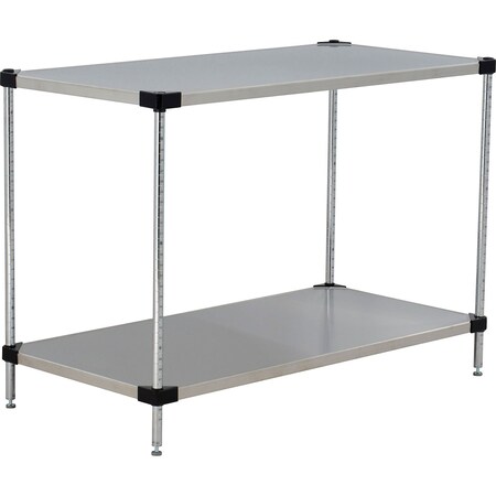 Global Industrial Nexel 2 Shelf, Stainless Steel Solid Shelving Unit, Starter, 36"W x 18"D x 34"H B3152572