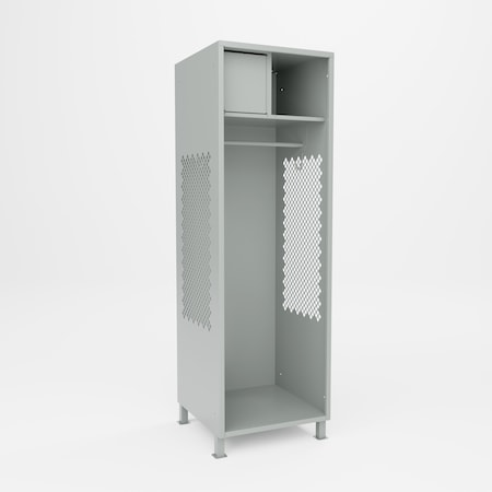Pucel Athletic Gear Locker, 24 in W x 72 in H x 24 in D, Top Cabinet, 4 in Legs, Gray GL-2472-24-TL
