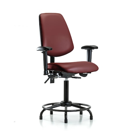 Blue Ridge Ergonomics Vinyl Chair, Vinyl, Adjustable Arms BR-VMBCH-MB-RT-T1-A1-RG-8815