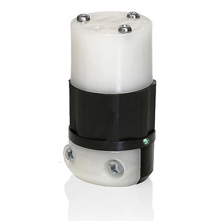 Leviton Locking Connector, L6-15R, 15 A, 250V AC, Single Phase, 2 Pole, Screw Terminals, Black, White 4579-PLC