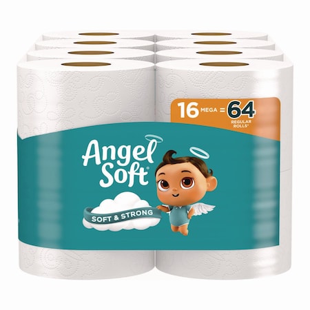 Angel Soft Mega Toilet Paper, Septic Safe, 2-Ply, White, 320 Sheets/Roll, 16PK 79423/03