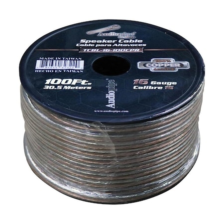 Audiopipe 100 ft. 16 Gauge 100 Percent Copper Series Speaker Wire Roll - Clear PVC Jacket TCBL16100CPR