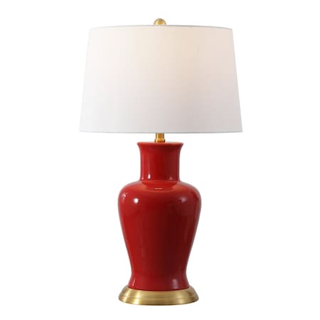Jonathan Y Julian 29" Traditional Classic Ceramic Urn LED Table Lamp, Red JYL4026G
