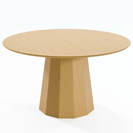 Homeroots 52" Natural Wood Pedestal Base Round Top Dining Table 721091