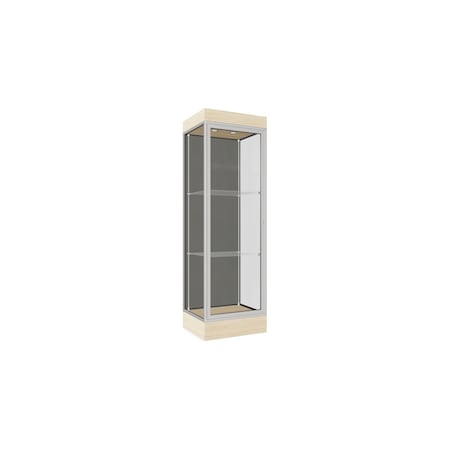 Ghent Lighted Floor Display Case 24x76x20, 6" Base, Satin 91LFSL-SN-BGW